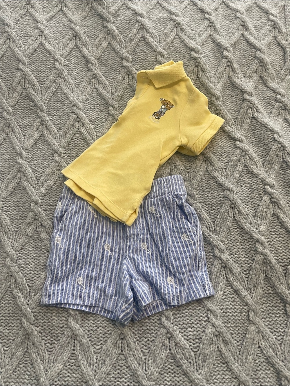 Yellow Polo Baby Shirt with Bear Patch